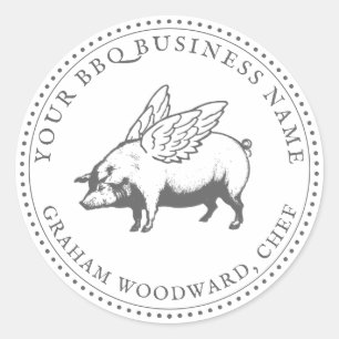 Varkens met Wings BBQ Barbecue Ronde Sticker