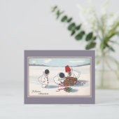 Varkens op de Lam Vintage Kerstmis Feestdagenkaart (Staand voorkant)