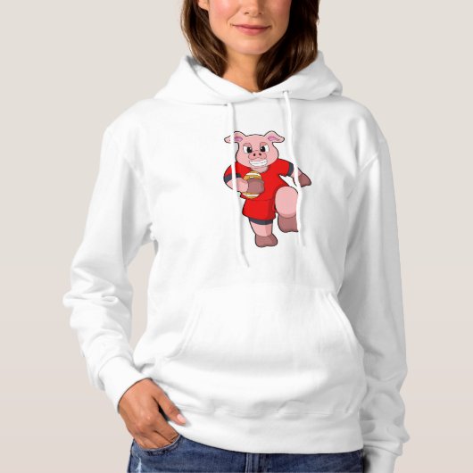 Varkens op Football Sport Hoodie (Voorkant)