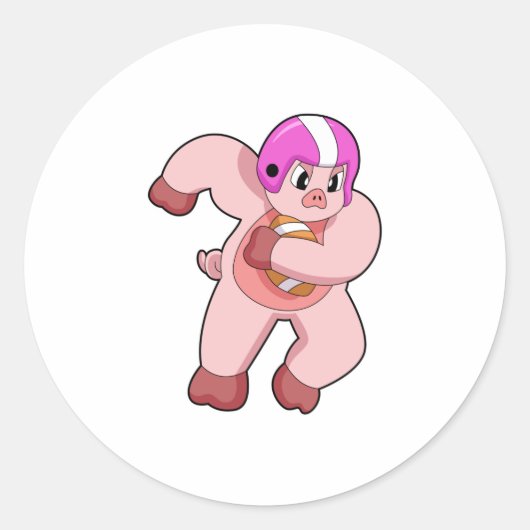 Varkens op Football Sport Ronde Sticker (Voorkant)