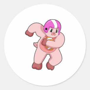 Varkens op Football Sport Ronde Sticker