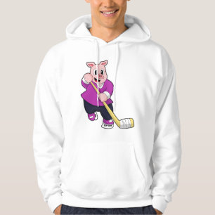 Varkens op ijshockey met ijshockeystick hoodie