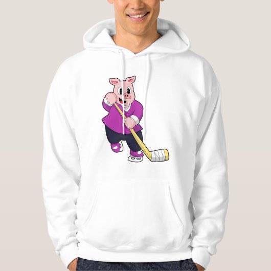 Varkens op ijshockey met ijshockeystick hoodie (Voorkant)