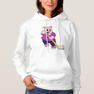 Varkens op ijshockey met ijshockeystick hoodie