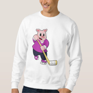 Varkens op ijshockey met ijshockeystick trui