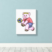 Varkens op sport met volleybal canvas afdruk (Insitu (Houten vloer))