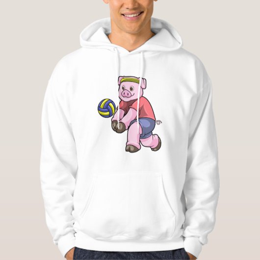 Varkens op sport met volleybal hoodie (Voorkant)