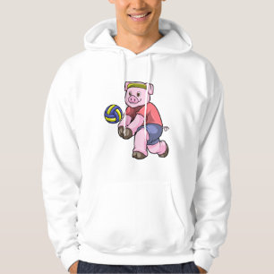 Varkens op sport met volleybal hoodie
