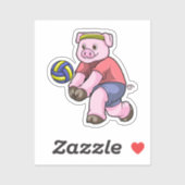 Varkens op sport met volleybal sticker (Vel)