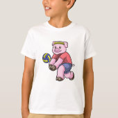 Varkens op sport met volleybal t-shirt (Voorkant)