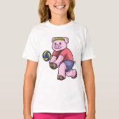 Varkens op sport met volleybal t-shirt (Voorkant)