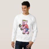 Varkens op sport met volleybal trui (Voorkant volledig)