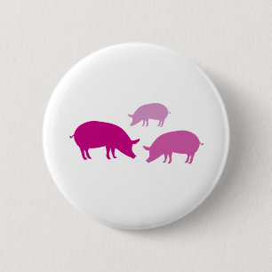 Varkens Op zoek naar eten (Paarse) Ronde Button 5,7 Cm