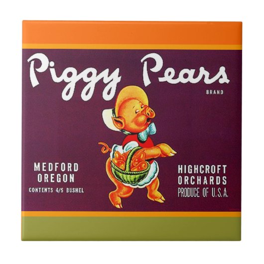  Varkens Oregon Pear kunnen Varkenshaar etikettere Tegeltje (Voorkant)