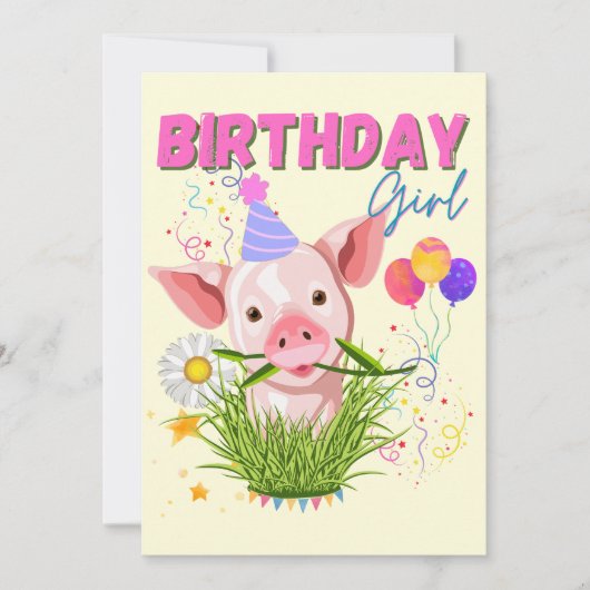 Varkens Piggy Birthday Pink Girl Animals Kaart (Voorkant)