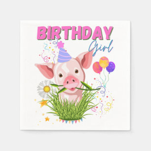 Varkens Piggy Birthday Pink Girl Animals Servet