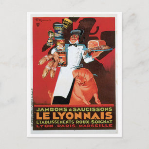Varkens Pork Ham Le Lyonnais  Food and Art Briefkaart