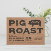  Varkens Roast BBQ Birthday Invitation Kraft Kaart (Staand voorkant)