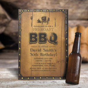  Varkens Roast BBQ Dirty 30 Old Wood Birthday Kaart