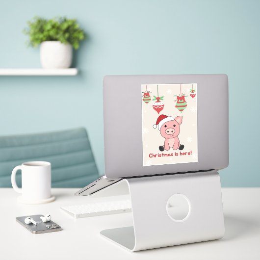 Varkens Sticker Varkens (Laptop op bureau)