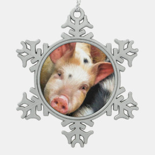 VARKENS TIN SNEEUWVLOK ORNAMENT