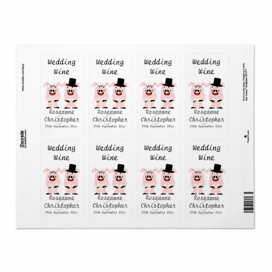 Varkens Trouwwijn Etiket (Full Sheet)