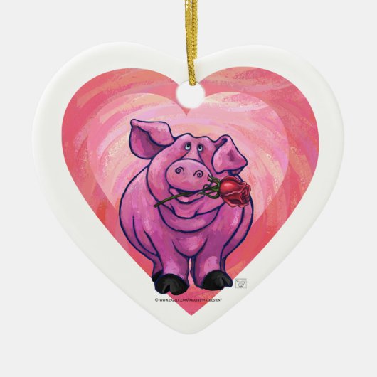 Varkens Valentijnsdag Keramisch Ornament (Voorkant)