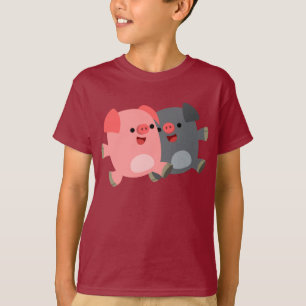 Varkens van tong en zwarte Cartoon T-shirt