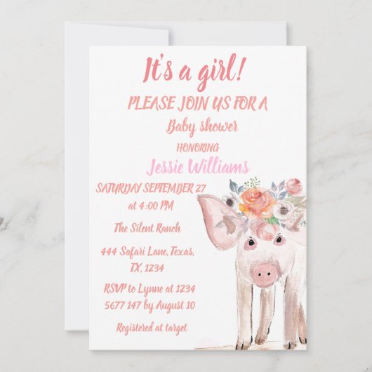 Varkens Varkens Varkens Roze Baby Girl Kaart (Voorkant)