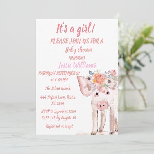 Varkens Varkens Varkens Roze Baby Girl Kaart (Staand voorkant)