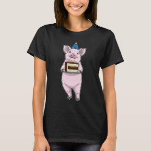 Varkens verjaardagstaart t-shirt