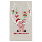 Varkens Vierkant kerstmis Varkens Kleine Gift Bag Klein Cadeauzakje (Achterkant)