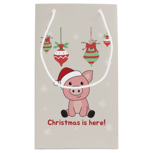 Varkens Vierkant kerstmis Varkens Kleine Gift Bag Klein Cadeauzakje (Achterkant)