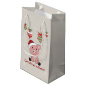 Varkens Vierkant kerstmis Varkens Kleine Gift Bag Klein Cadeauzakje (Achterkant Gekanteld)