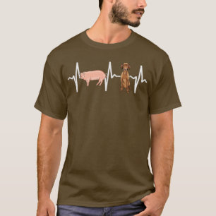 Varkens Vizsla Hartslag Hond Liefhebber T-shirt