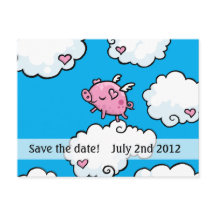 Varkens vliegen het briefkaart van de datum redden