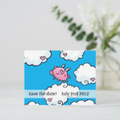 Varkens vliegen het briefkaart van de datum redden (Staand voorkant)