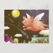 Varkens vliegen in de lucht briefkaart (Voorkant)