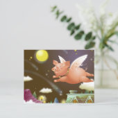 Varkens vliegen in de lucht briefkaart (Staand voorkant)