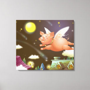 Varkens vliegen in de lucht canvas afdruk
