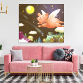 Varkens vliegen in de lucht canvas afdruk (Insitu (Woonkamer))