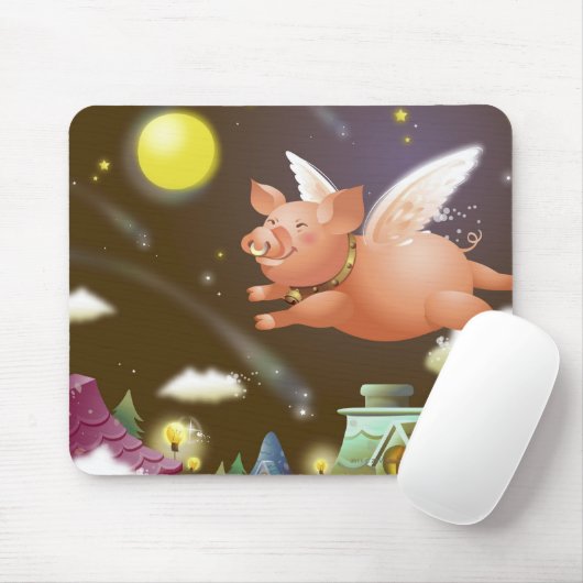 Varkens vliegen in de lucht muismat (Met muis)