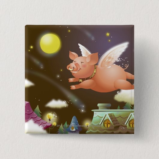 Varkens vliegen in de lucht vierkante button 5,1 cm (Voorkant)