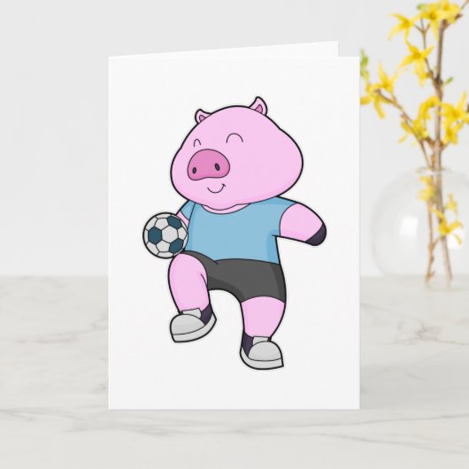 Varkens Voetbal Soccer Kaart (Gele Bloem)