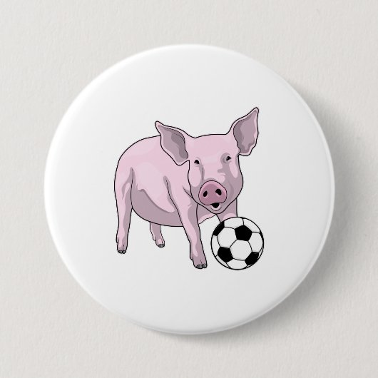 Varkens Voetbal Soccer Ronde Button 7,6 Cm (Voorkant)