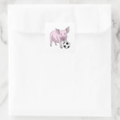 Varkens Voetbal Soccer Vierkante Sticker (Tas)