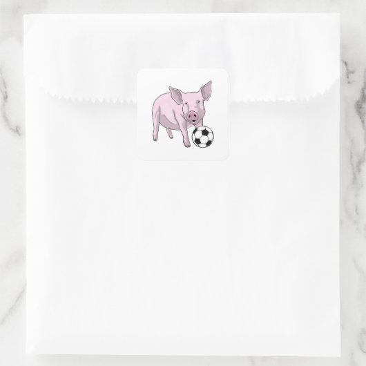 Varkens Voetbal Soccer Vierkante Sticker (Tas)