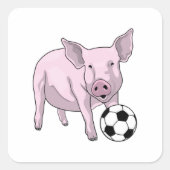 Varkens Voetbal Soccer Vierkante Sticker (Voorkant)