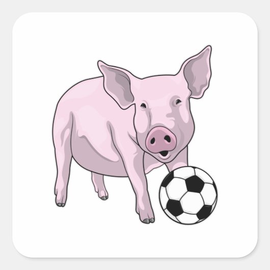 Varkens Voetbal Soccer Vierkante Sticker (Voorkant)