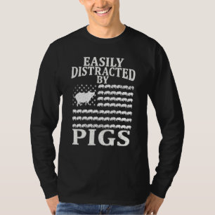Varkens VS-vlag Patriottisch gemakkelijk afgeleid T-shirt